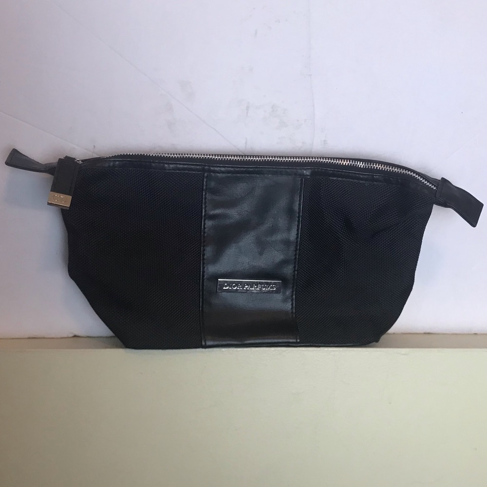 DIOR Parfums NEW Cosmetic Bag MakeUp Clutch Nylon Faux Leather Adjust Corner Zip